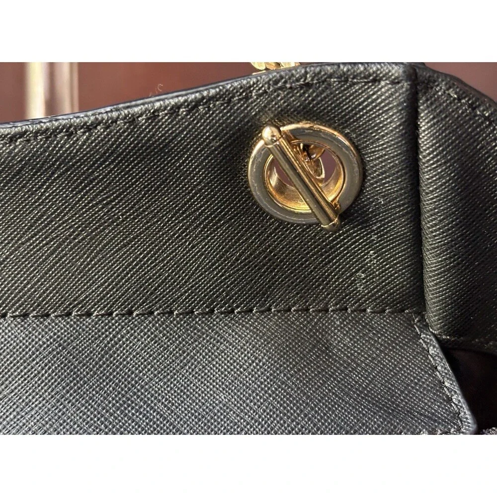 Michael Kors MK Jet Set Saffiano Black Leather Shoulder Tote VINTAGE Bag Large